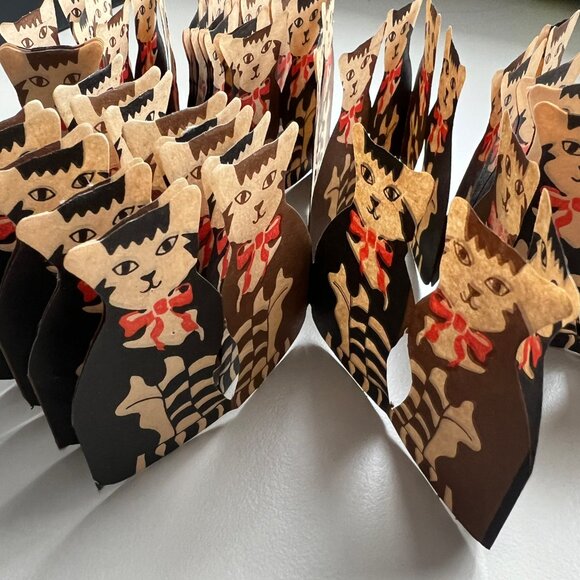 Vintage 1980s Cat Christmas Ornaments Gift Tags Set Kitty Cucumber Merrimack - Picture 5 of 6